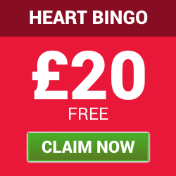 heart bingo | £20 welcome bonus | free bingo