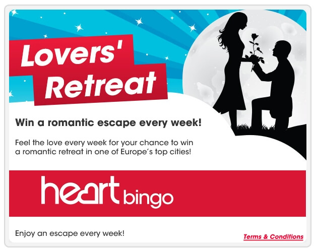 win a romantic retreat | heart bingo |free bingo