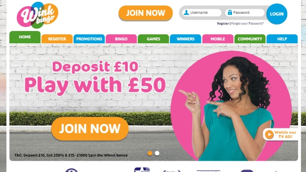 wink bingo | £40 free welcome bonus | free bingo