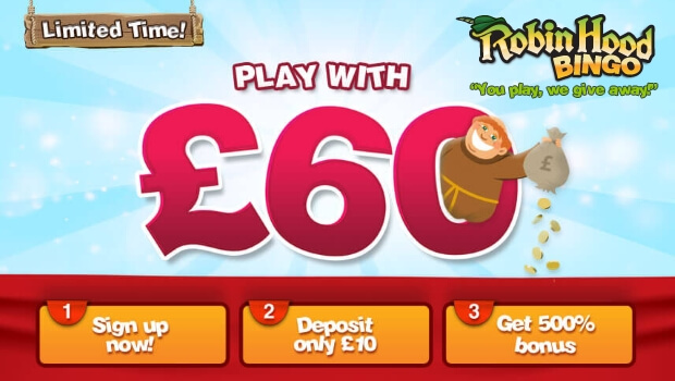Claim a £50 Welcome Bonus with Robin Hood Bingo