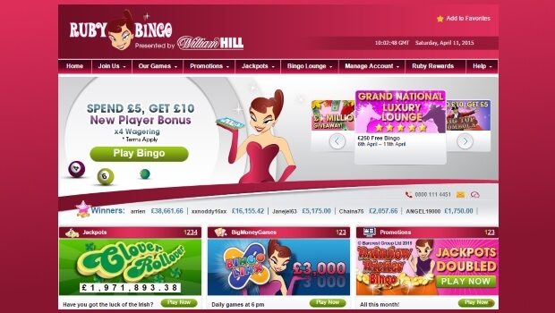 Ruby Bingo | Spend £5 get £10 free