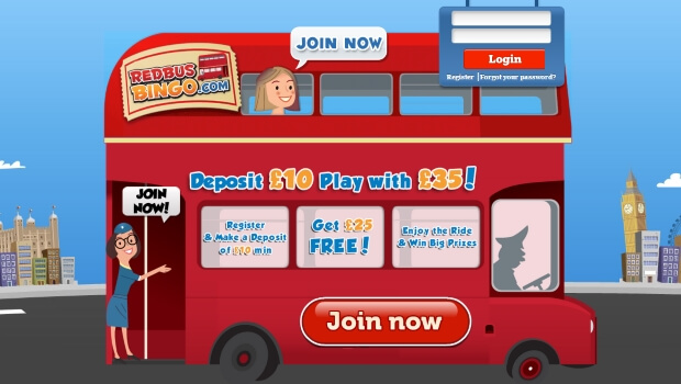 Deposit £10 and Play with £35 at Redbus Bingo