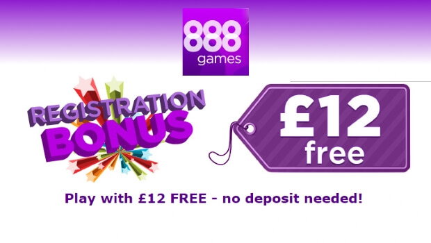 Play with £12 FREE and no deposit needed at 888 Games