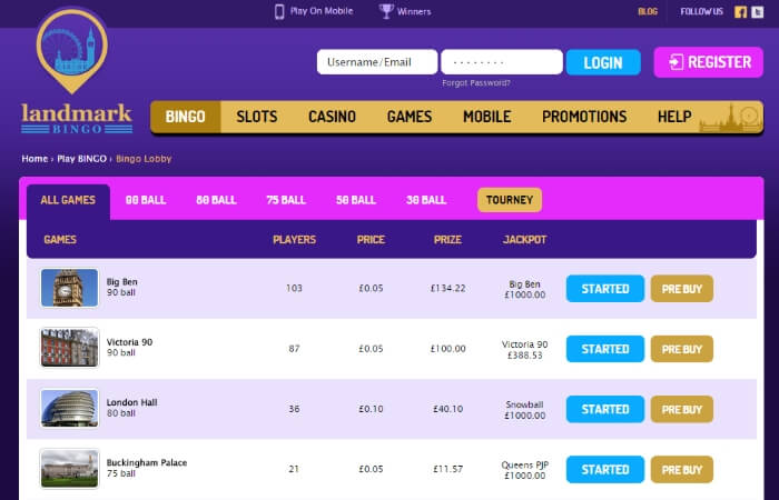 Landmark Bingo | Get £15 FREE – No Deposit Needed