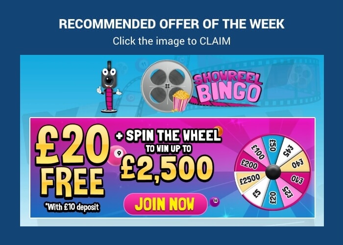 Deposit £10 and Play With £30 at Showreel Bingo