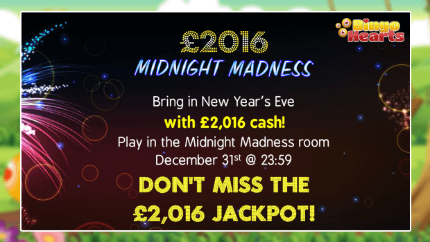 £2,016 Midnight Madness Jackpot at Bingo Hearts