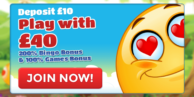 Deposit £10 and Play with £40 at Bingo Hearts