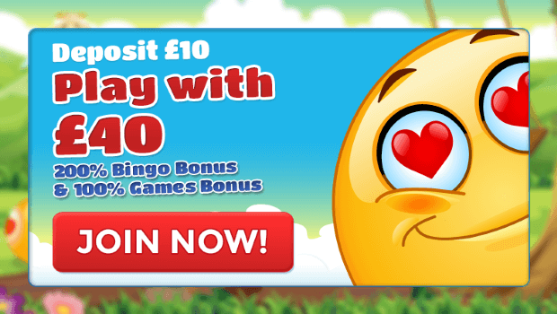 Deposit £10 and Play with £40 at Bingo Hearts