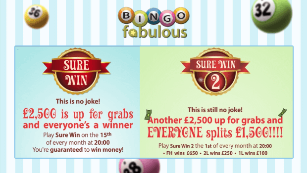 Bingo Fabulous | £2,500 Sure Win Jackpots