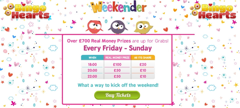 Bingo Hearts | £700 weekender bingo games