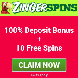 Zinger Spins | 100% bonus plus 10 free spins