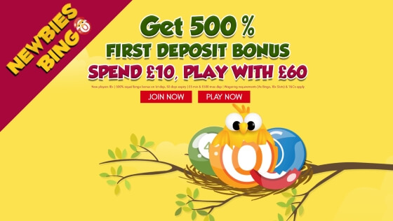 Newbies Bingo - Free Deposit Bonus